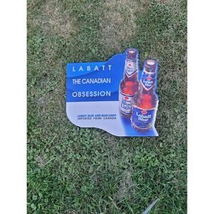 Vintage 90s Labatt Blue Canadian Obsession Beer Sign Metal‎
